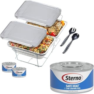 Disposal Chafin Dish Set (1 wire stand, 1 deep pan, and four-hour wick fuel)